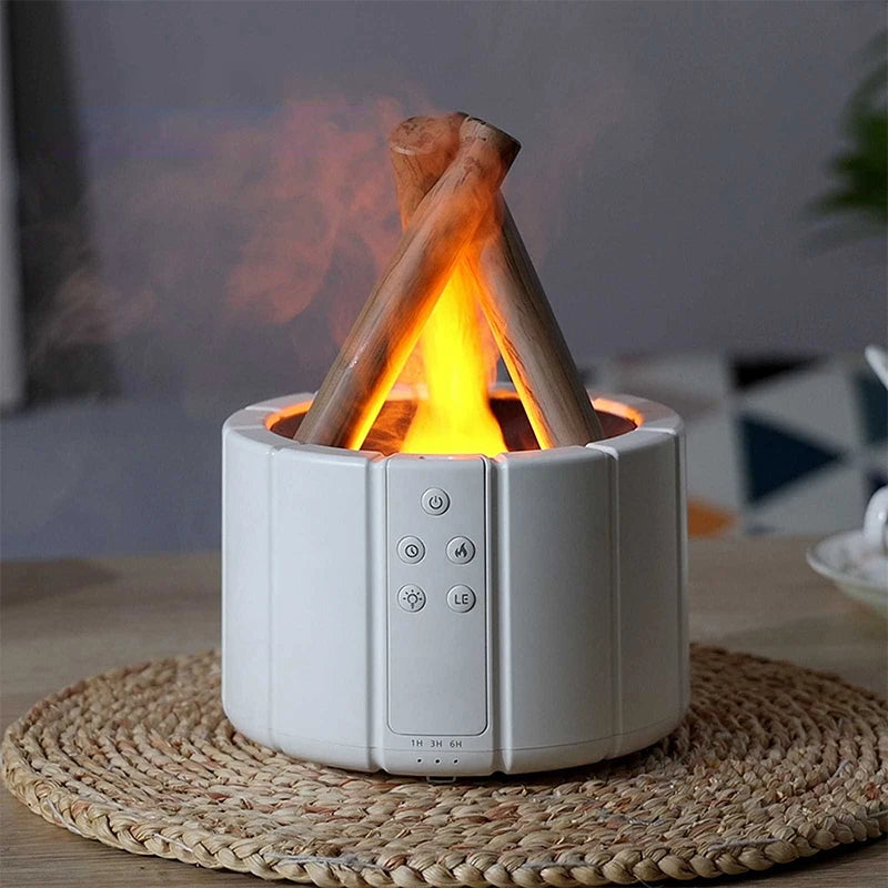 H9 Remote Control USB Air Humidifier Aroma Diffuser Ultrasonic Bonfire Flame Light Home Essential Oil Fragrance Perfume Machine