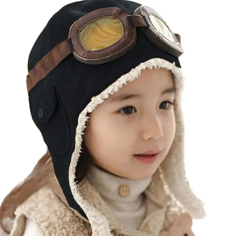 Warm Children Hat Autumn Winter Velvet Fashion Pilot Hat for 2-7 Years old Boys and Girls Kids Cotton Fashion Caps