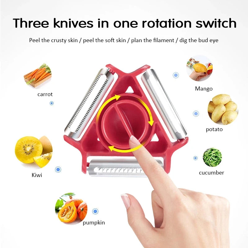 1PC 3 in 1 Magic Trio Peeler Set Slicer Shredder Peeler Julienne Cutter Multi Peel Blade Zesters Grater Kitchen Tool Accessories