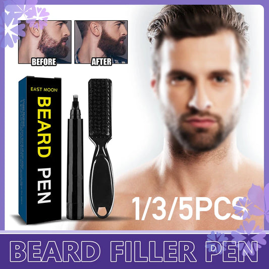 New Waterproof Beard Pen Beard Filler Pencil and Brush Beard Enhancer Lasting Repair Moustache Coloring Shaping Tools Man