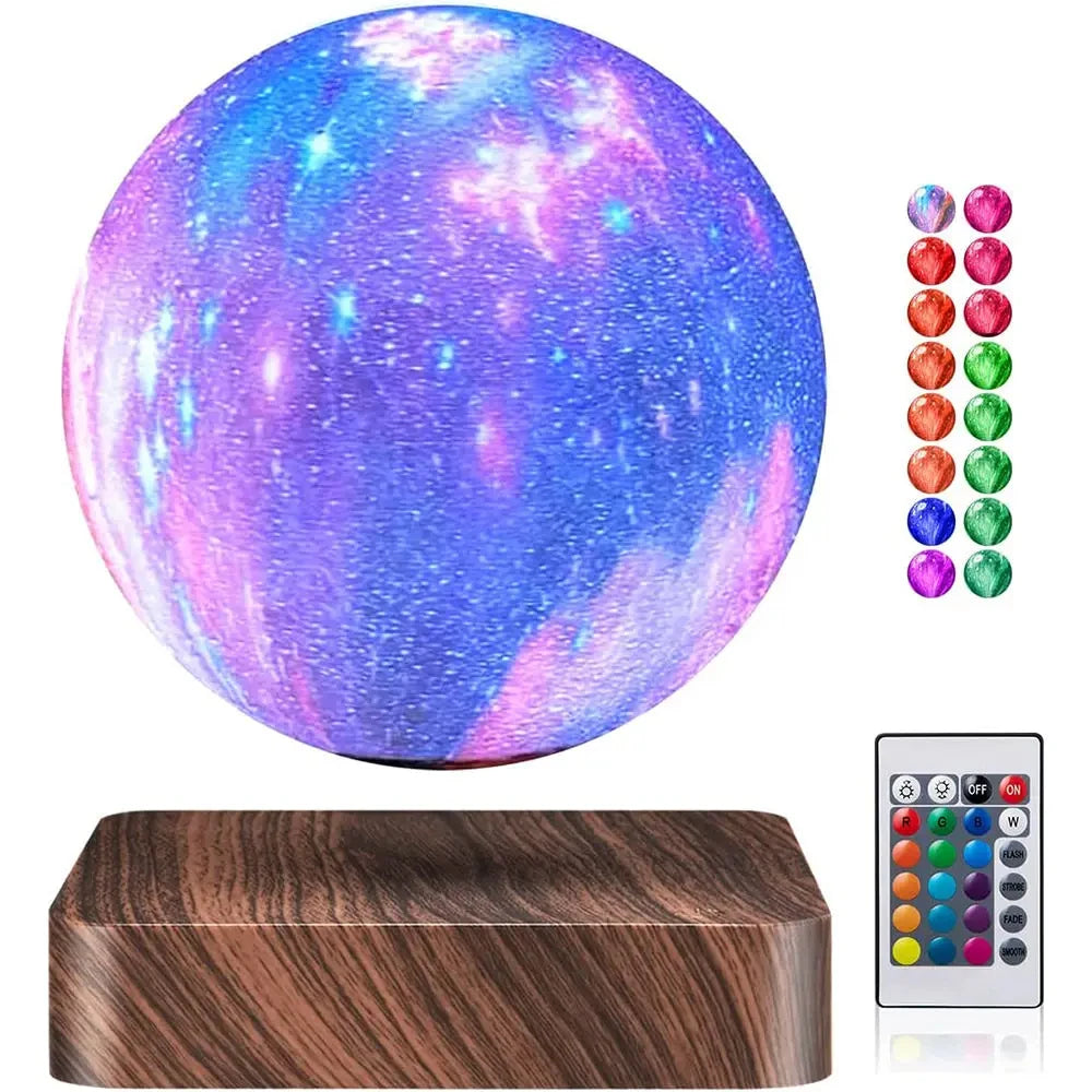 Moon 3D Magnetic Levitating Table Lamp 16 Colors With Remote Control Rotating Galaxy Floating Home Decor LED Night Light