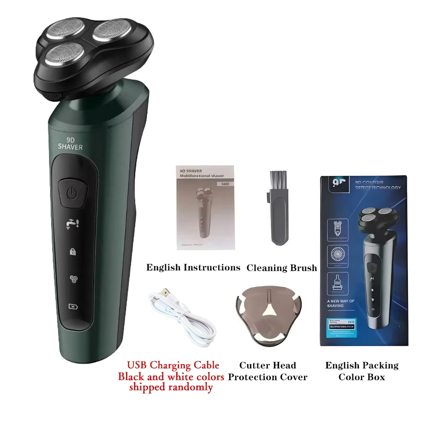 New 9D Electric Shaver USB Car-mounted High-power Full-body Wash Beard Knife Four-in-one Rechargeable Razor