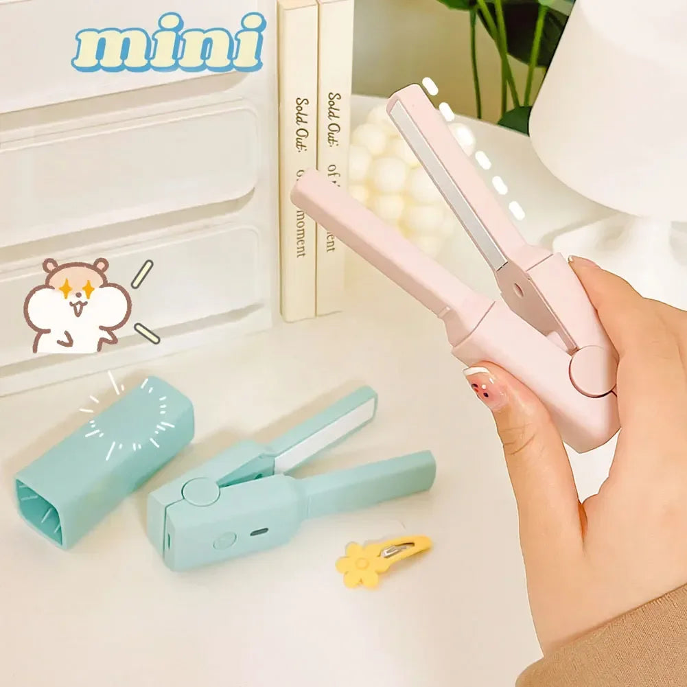 Portable Mini Cute USB Straight Hair Stick Hair Straightener Dormitory Small Power Splint Fluffy Bangs Straight Hair Curling