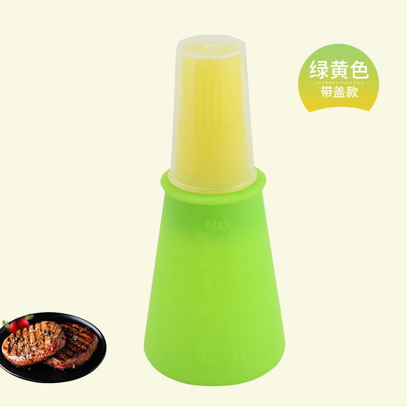 Silicone Oil Bottle Brush Oil Dispenser Bottle With Barbecue Brush High Temperature Resistant Basting Brush Kitchen BBQ Tools