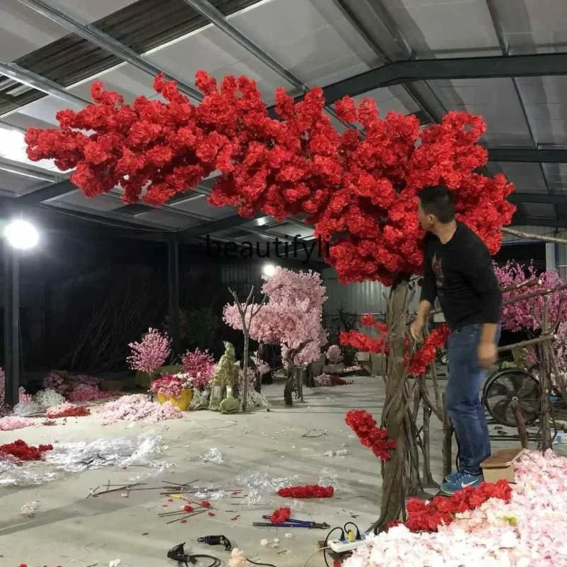 Large Imitative Tree Wedding Wishing Tree Indoor Floor Living Room and Hotel Display Arch Fake Flowers