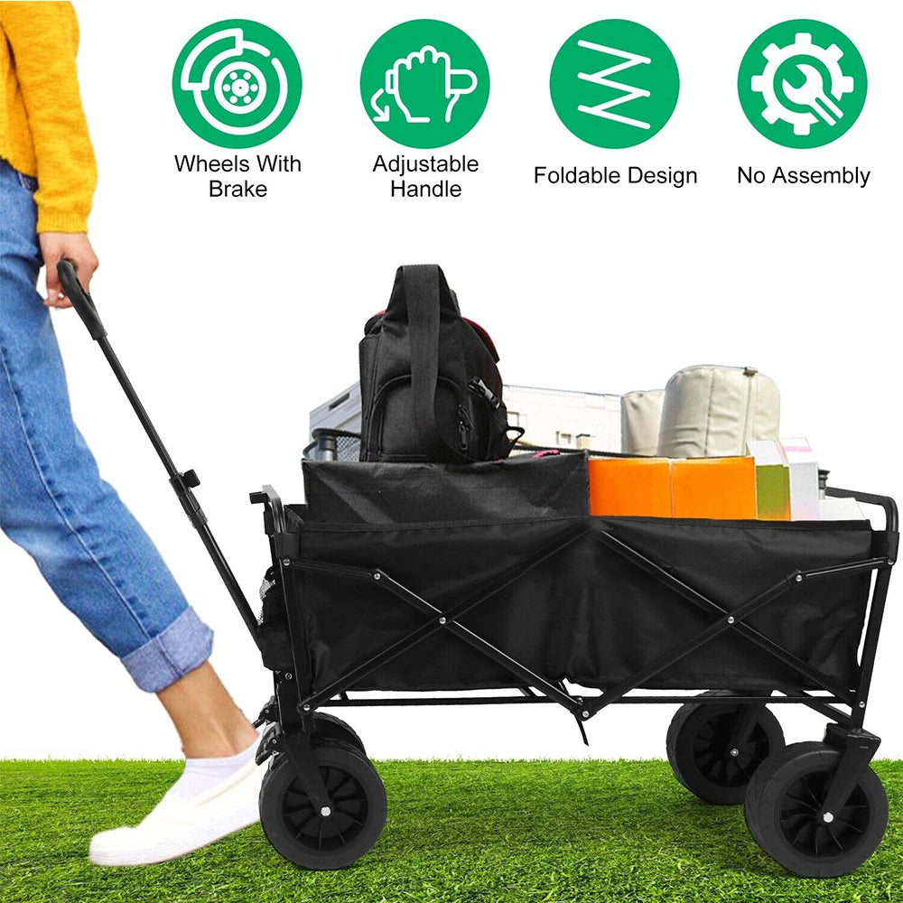 Heavy Duty Large Capacity Camping Wagon Cart Picnic Trolley Collapsible Wheeled Folding Cart Outdoor Utility Shopping Hand cart