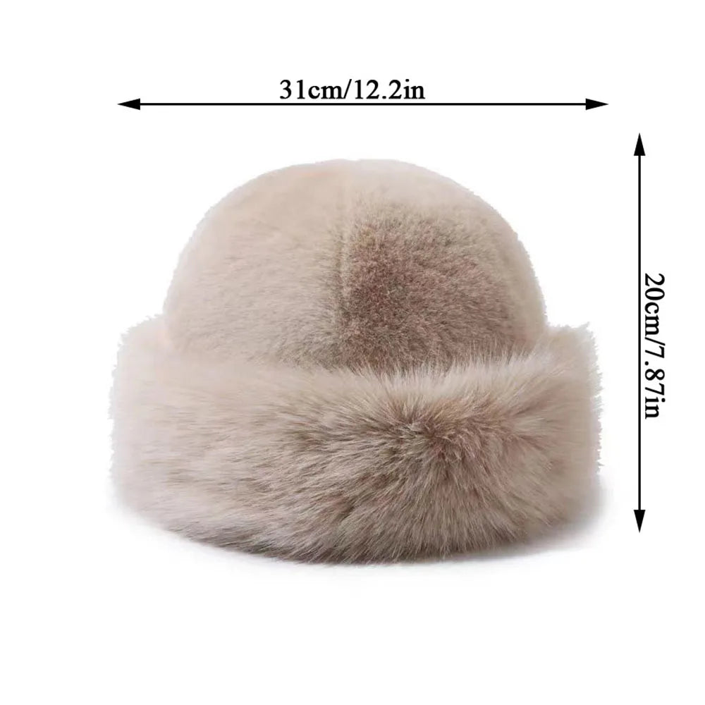 2024 Y2K Fluffy Faux Fur Bucket Hat Women Rabbit Fur Warm Thick Plush Winter Hat Lady Luxury Fashion Furry Panama Fisherman Cap