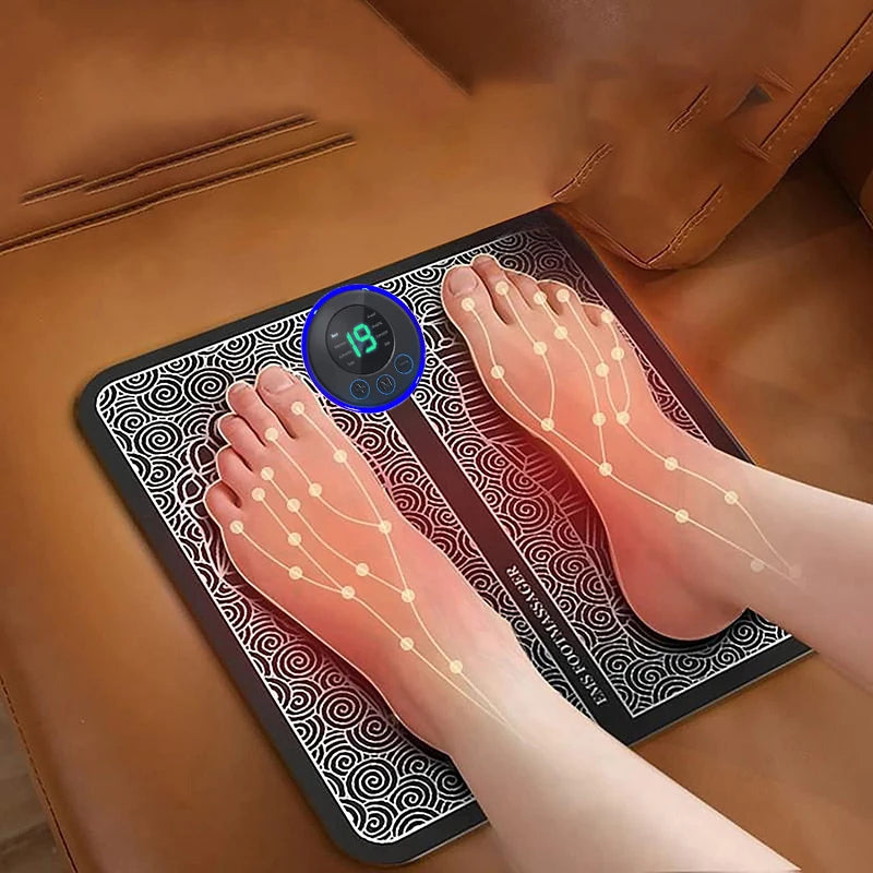 Foot Massager Foldable Portable Electric Massage Pad with Multiple Gear Adjustment for Body Relaxation Device Rechargeable