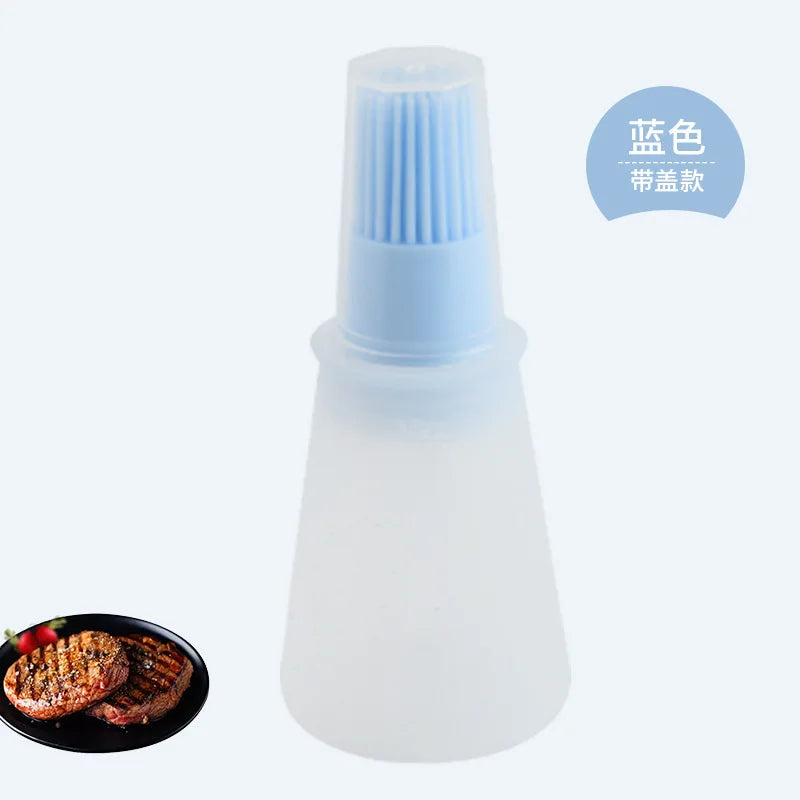 Silicone Oil Bottle Brush Oil Dispenser Bottle With Barbecue Brush High Temperature Resistant Basting Brush Kitchen BBQ Tools