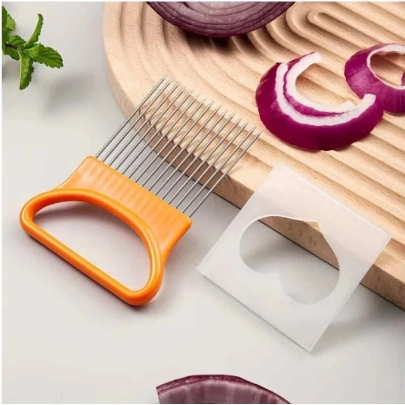 Stainless Steel Onion Needle Onion Fork Vegetables Fruit Slicer Tomato Cutter Cutting Safe Holder Kitchen Accessories Tool