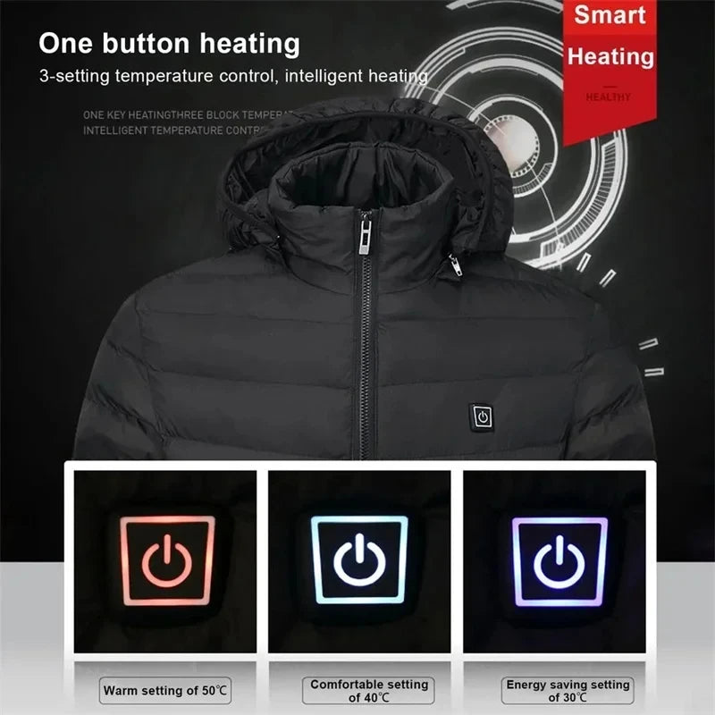 21 Areas Heated Jacket Mens Jacket Waterproof Heating Jacket Men Warm Winter Jackets Parkas Coat Heated Vest Tactical