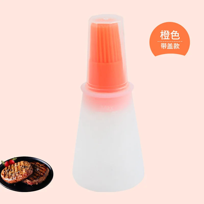 Silicone Oil Bottle Brush Oil Dispenser Bottle With Barbecue Brush High Temperature Resistant Basting Brush Kitchen BBQ Tools