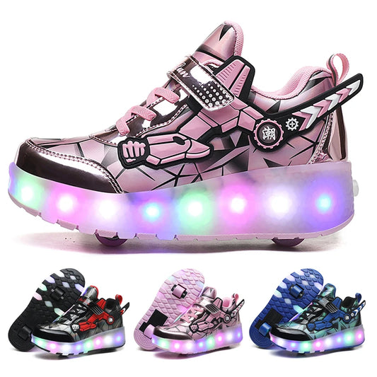 2024 breakout children's shoe trend flash roller skates detachable wheel sports shoes