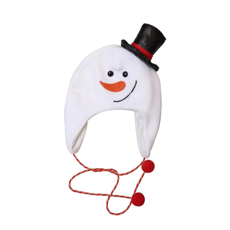 2023 Christmas Hat Christmas Tree Hat Decoration Adult Children's Hat Children's Brushed Cloth Long Rope Cartoon Snowman Elk Hat