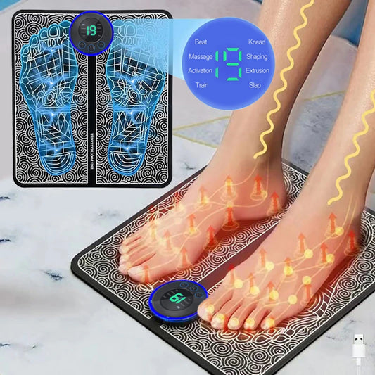 Foot Massager Foldable Portable Electric Massage Pad with Multiple Gear Adjustment for Body Relaxation Device Rechargeable