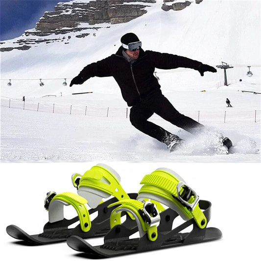 Mini Short Ski Skates Skis Boots Skiboards Adjuatable Adults Short Shoe Snowblades Portable for Winter Outdoor Sports Snow Board