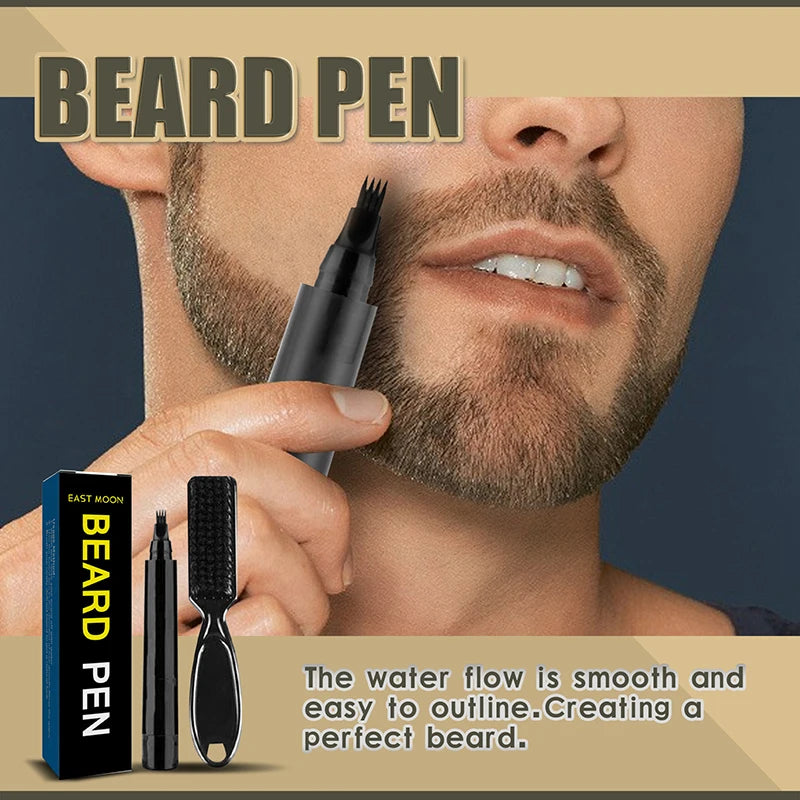 New Waterproof Beard Pen Beard Filler Pencil and Brush Beard Enhancer Lasting Repair Moustache Coloring Shaping Tools Man