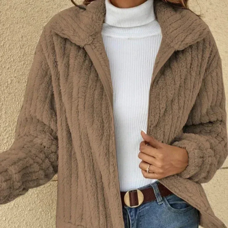 Women Warm Jacket Stylish Solid Color Coat Long Sleeve Design Outerwears Women Winter Clothes