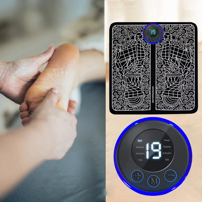 Foot Massager Foldable Portable Electric Massage Pad with Multiple Gear Adjustment for Body Relaxation Device Rechargeable