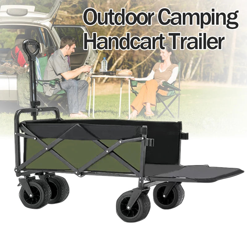 Folding Shopping Cart Outdoor Large Capacity Camping Wagon Wheels Portable Trolley Hand Cart Picnic Beach Foldable Camping Carts