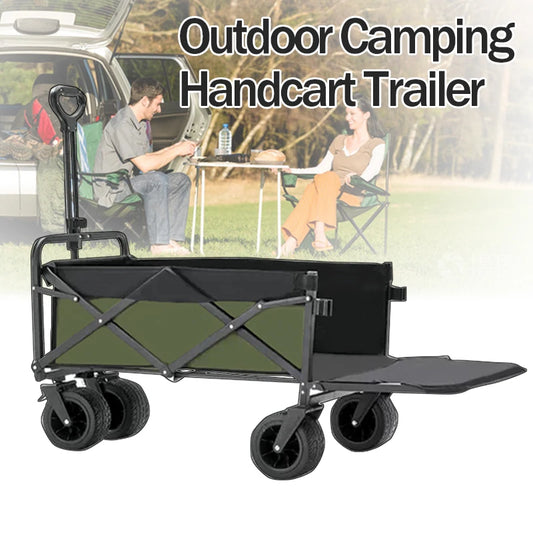 Folding Shopping Cart Outdoor Large Capacity Camping Wagon Wheels Portable Trolley Hand Cart Picnic Beach Foldable Camping Carts