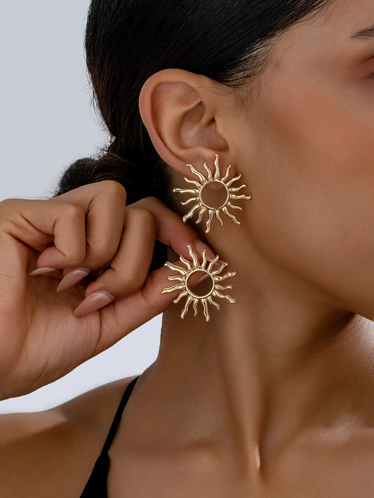 1 Pair fashion Temperament Elegant Sun Flower Stud Earrings