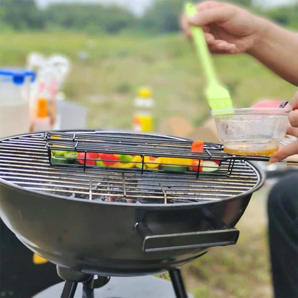 Non-Stick BBQ Grilling Basket Set (4 Pieces) / Durable Steel BBQ Tools For Hot Dogs, Sausages & Meats/ Easy To Clean, Dishwasher