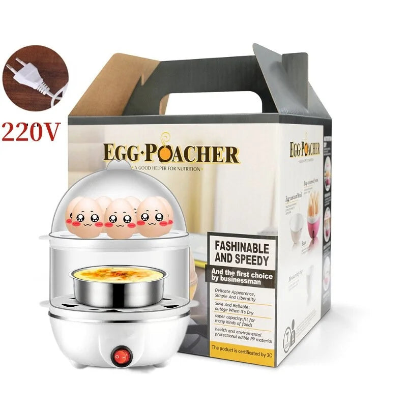 Multifunctional 220V Electric Egg Boiler Double Layers Egg Cooker Mini Steamer Poacher Kitchen Cooking Breakfast Machine