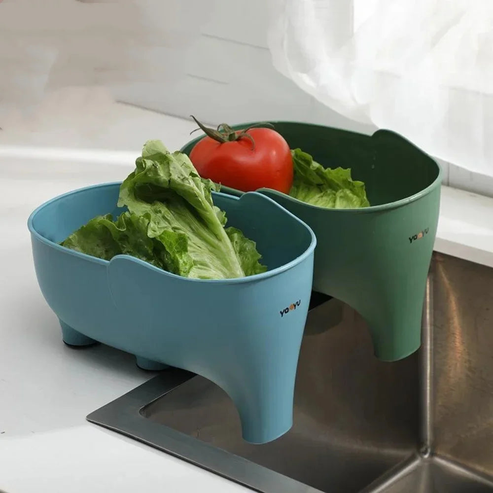 Sink Strainer Elephant Sculpt Leftover Drain Basket Fruit and Vegetable Washing Basket Hanging Drainer Rack Kitchen Accessories