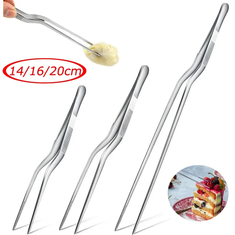 1Pcs Kitchen Tweezer Utensil BBQ Tweezer Food Clip Kitchen Bar Chief Tong Stainless Steel Portable for Picnic Barbecue Cooking