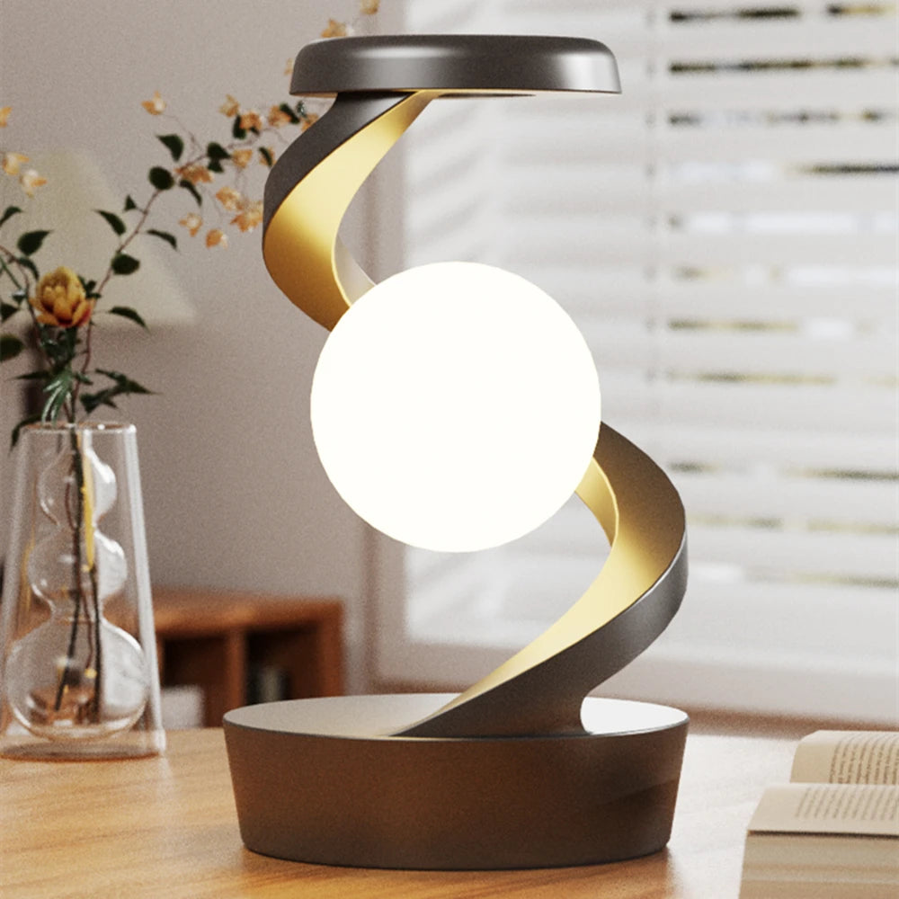 Creative Table Lamp, Rotating Floating lamp, 15W Wireless Charger, Mobile Phone Wireless Charger, RGB Atmosphere Night Light