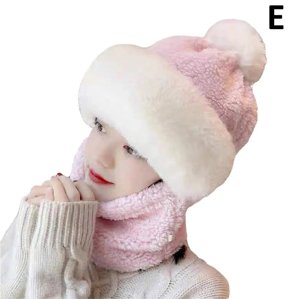 Winter Hats for Women 2024 New Autumn and Winter Collar Scarf Mask One Thick Warm Ear Protection Windproof Hooded Solid Color