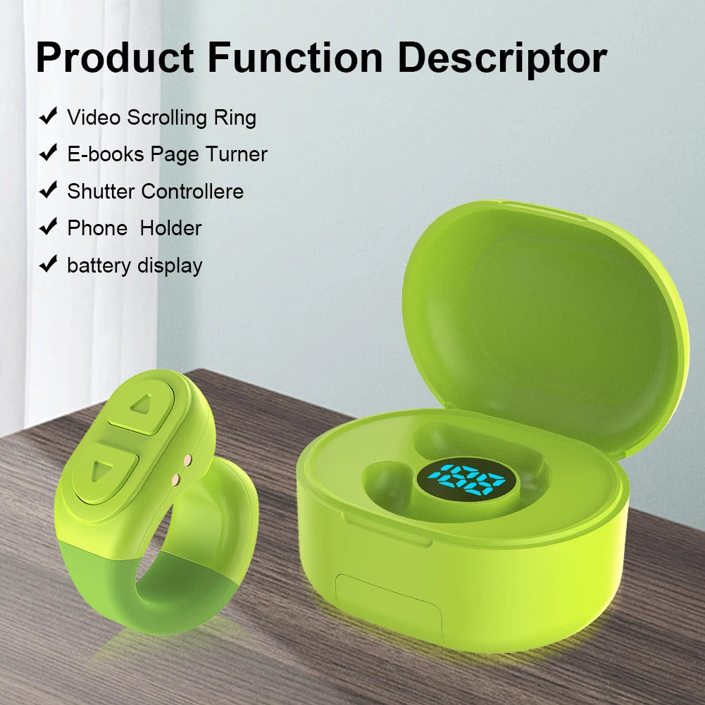 For TikTok Scrolling Ring Wireless Camera Shutter Selfie Button Digital Charging Case Remote Page Turner Clicker for IPhone Ipad