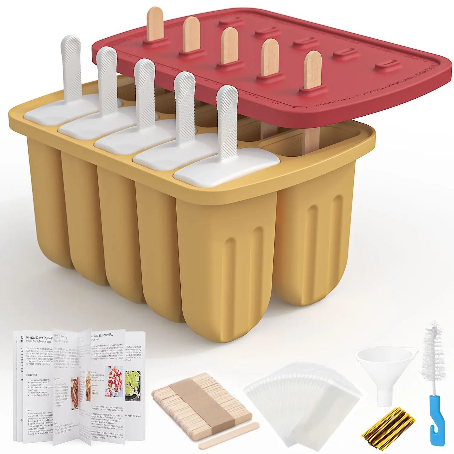 Summer DIY Ice Cream Tools With Wooden Sticks Silicone Popsicle Molds Kitchen Accessories Quench Thirst Snacks for Children