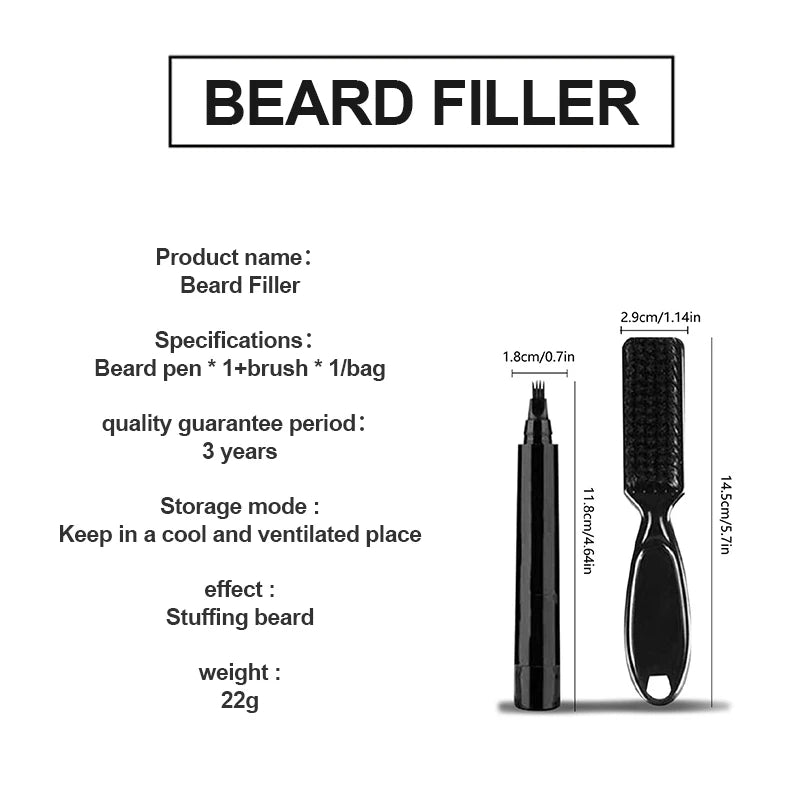 New Waterproof Beard Pen Beard Filler Pencil and Brush Beard Enhancer Lasting Repair Moustache Coloring Shaping Tools Man