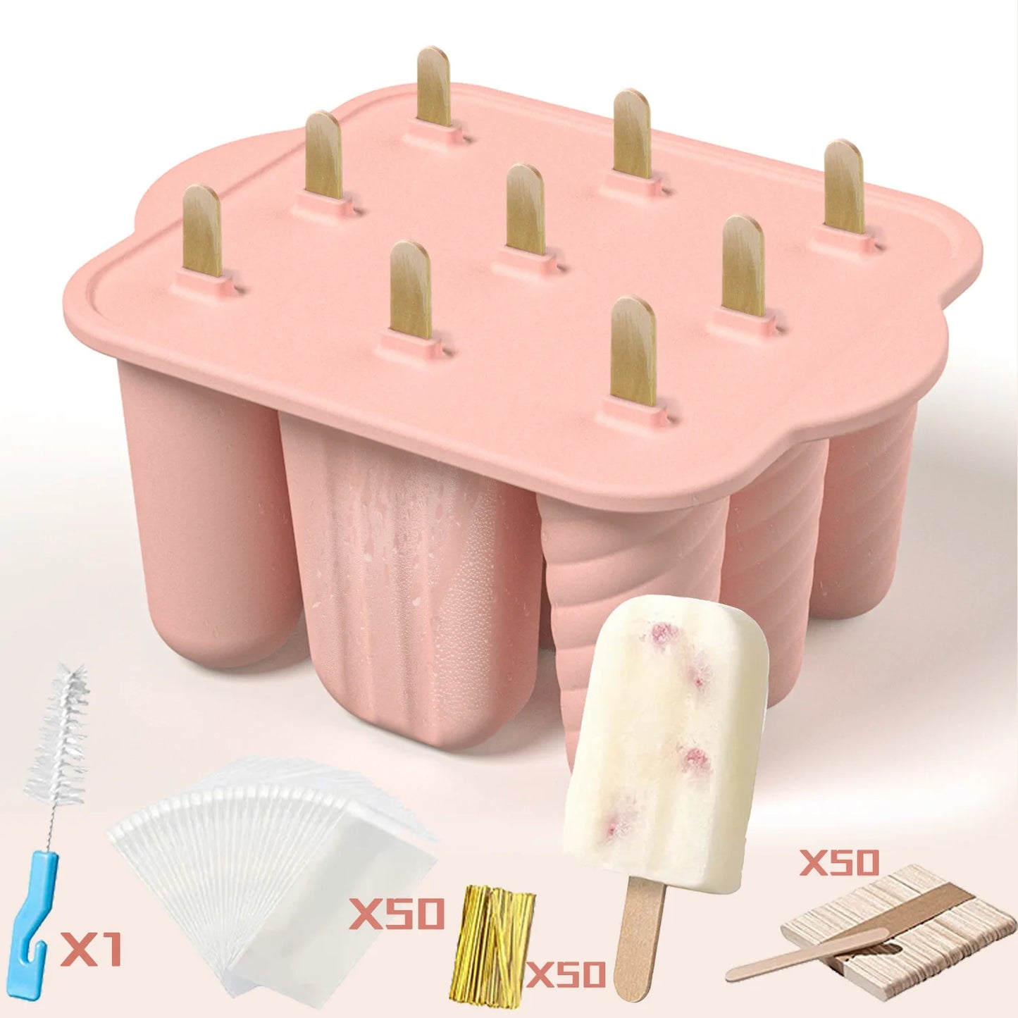 Summer DIY Ice Cream Tools With Wooden Sticks Silicone Popsicle Molds Kitchen Accessories Quench Thirst Snacks for Children