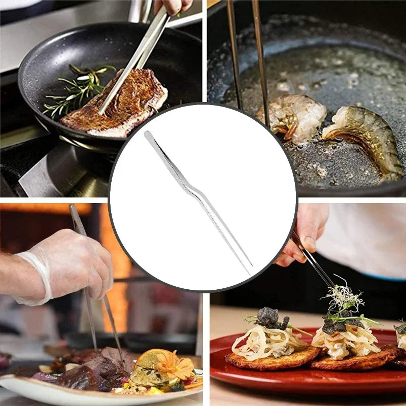 1Pcs Kitchen Tweezer Utensil BBQ Tweezer Food Clip Kitchen Bar Chief Tong Stainless Steel Portable for Picnic Barbecue Cooking