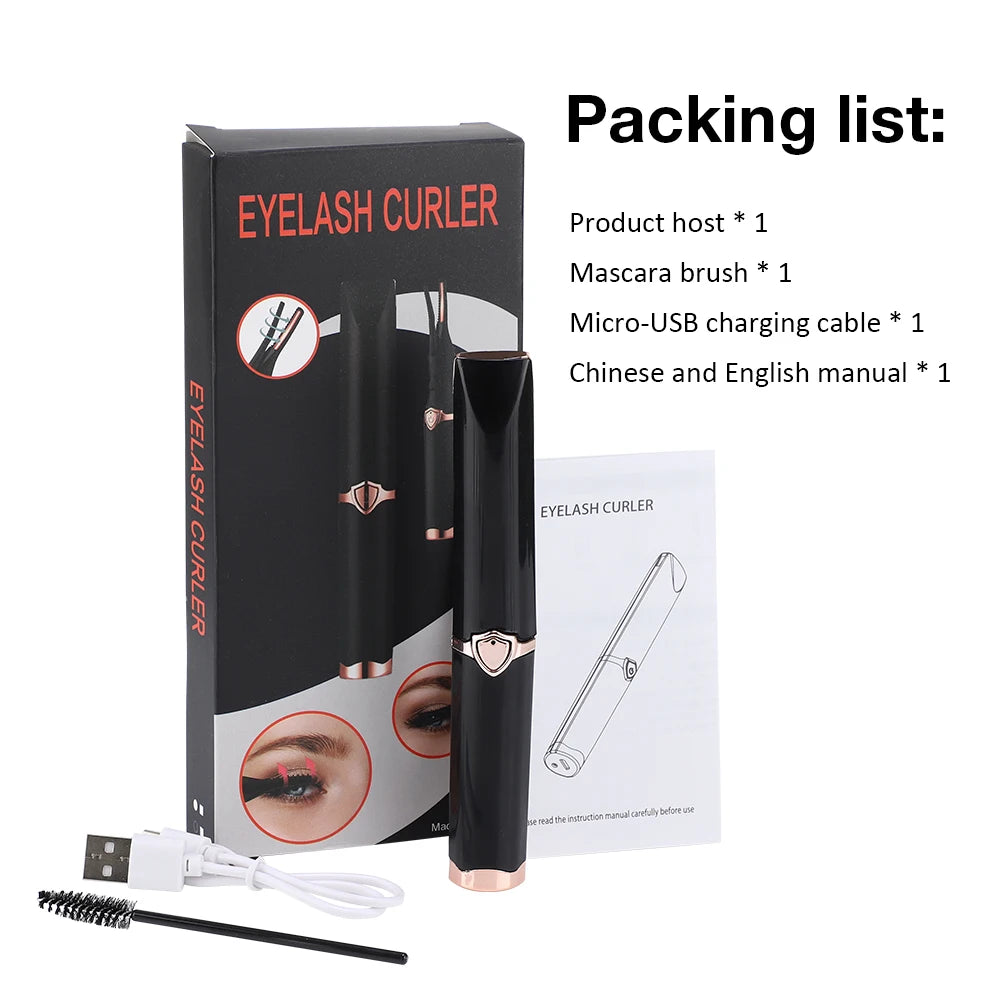 Mini USB Heating Eyelash Curler Eye Lashes Fast Curling Comb Mascara Long Lasting Eyelash Curler Clip Device Eyelash Slender Pen