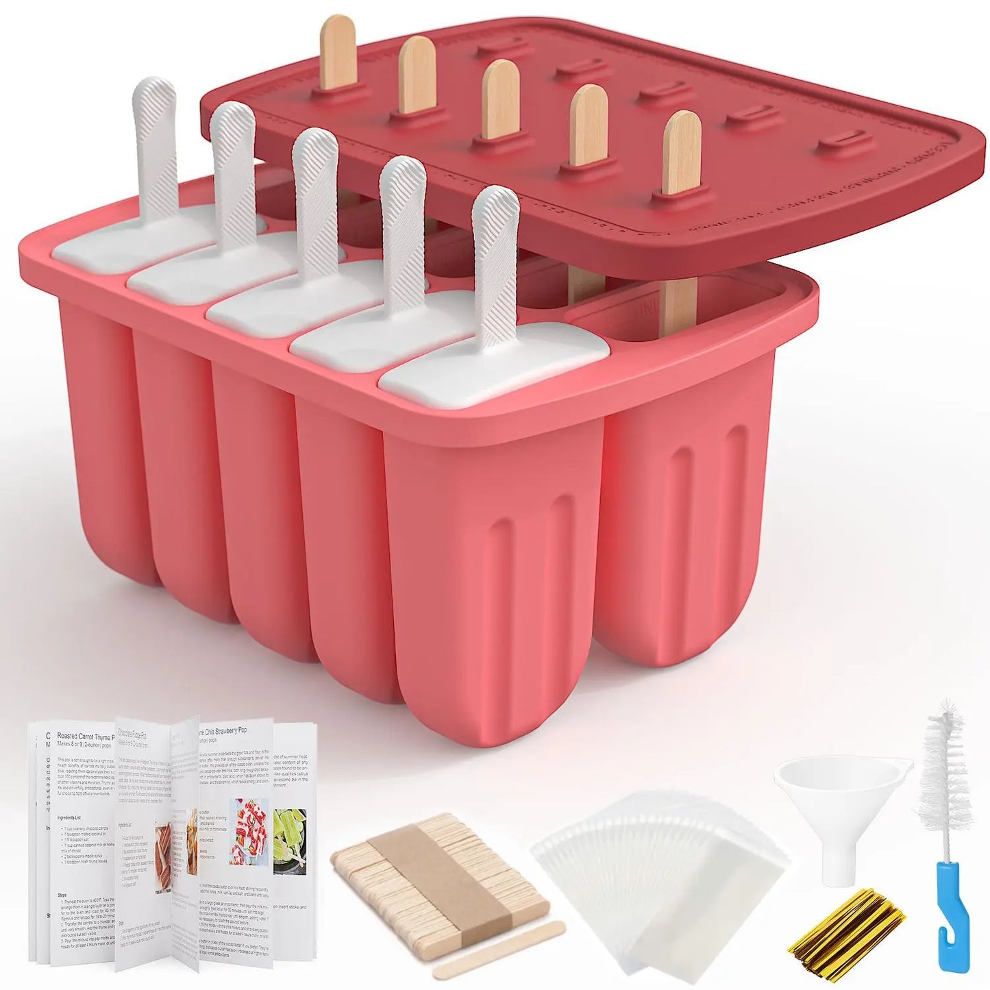 Summer DIY Ice Cream Tools With Wooden Sticks Silicone Popsicle Molds Kitchen Accessories Quench Thirst Snacks for Children