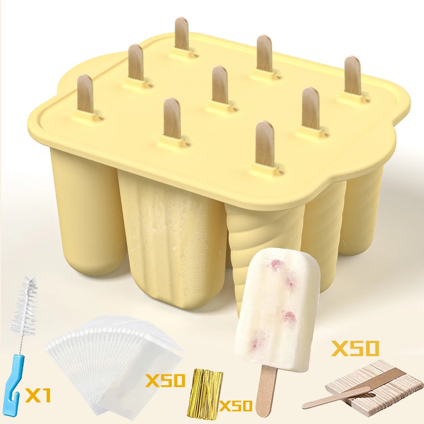 Summer DIY Ice Cream Tools With Wooden Sticks Silicone Popsicle Molds Kitchen Accessories Quench Thirst Snacks for Children