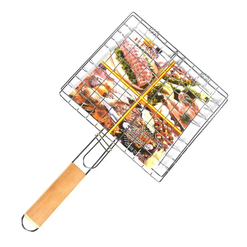 Grill Basket Stainless Steel Large Folding Grilling Baskets Portable Outdoor Camping BBQ Rack for Fish Cooking Accessories