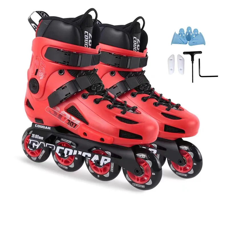 Inline Roller Skates Shoes Speed Skating Racing Sneakers, Slalom Sliding , Professional Cool Street Free Flat