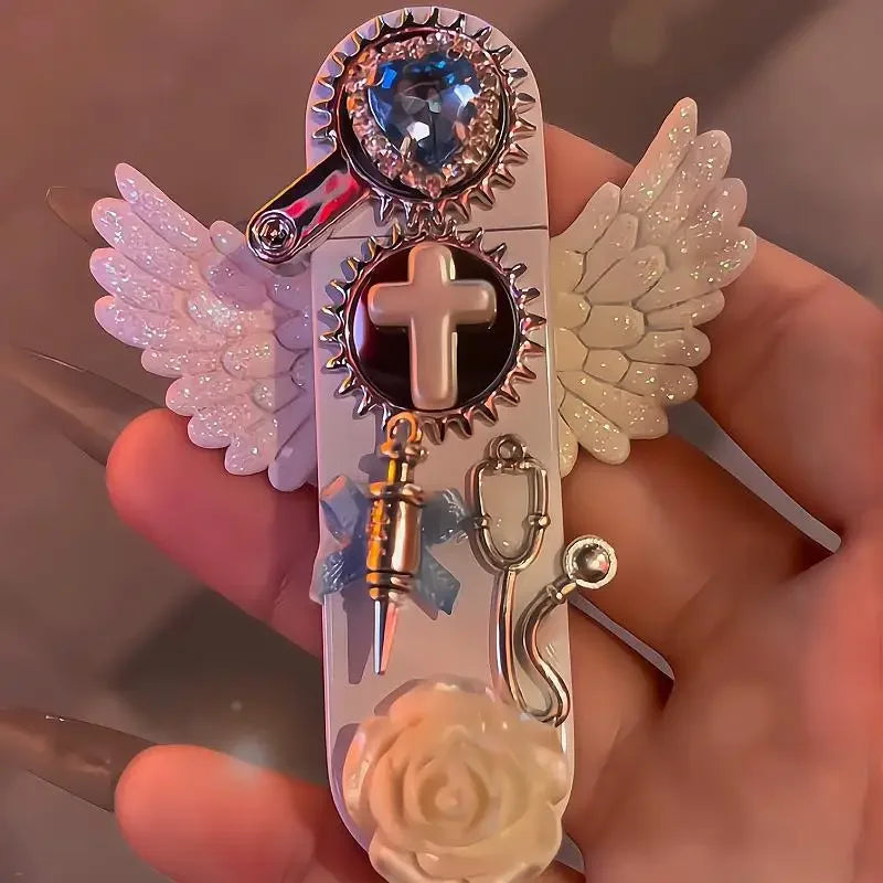 New Angel Wings Pure White Inflatable Lighter Windproof Jet Flame Holy Pink Flame Lighter Cigarette Accessories Girl Gift