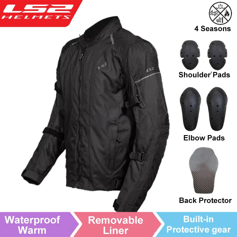 LS2 SEPANG MJ145 Motorcycle Jacket Autumn Winter Waterproof Warm Moto Jacket Men Women CE Anti-fall Motocross Riding Jacket