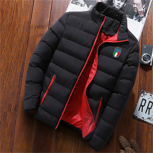 Winter coat men's fashion stand collar men's coat outdoor camping men's solid thickened jacket coat men's