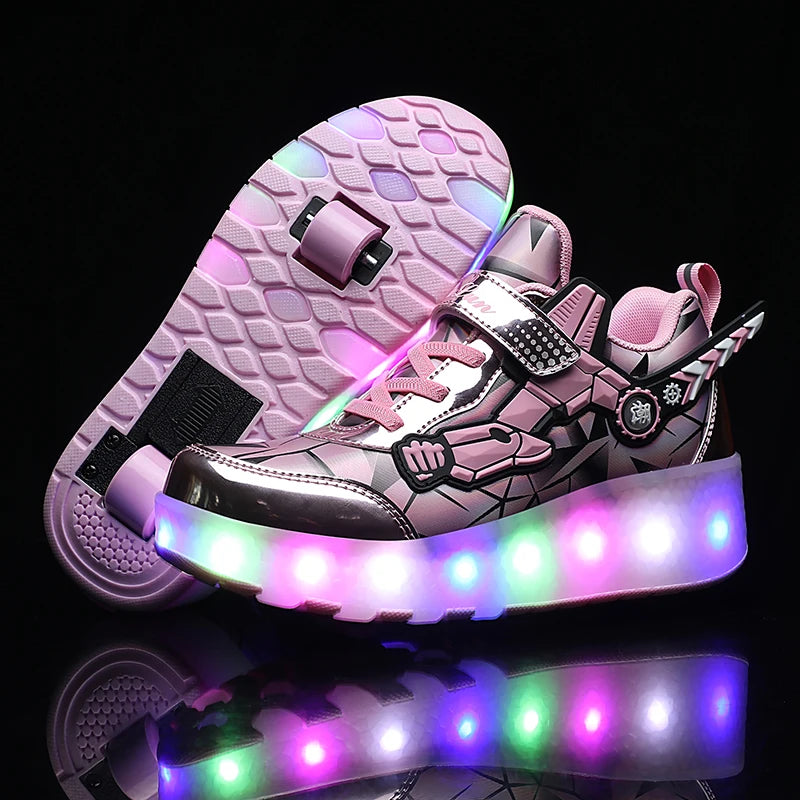 2024 breakout children's shoe trend flash roller skates detachable wheel sports shoes