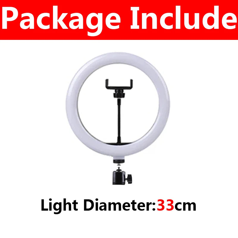 10 Inch LED Ring Light Photographic Selfie Ring Lighting with Phone Holder for Tiktok Youtube Makeup Video Live Studio Ring Lamp