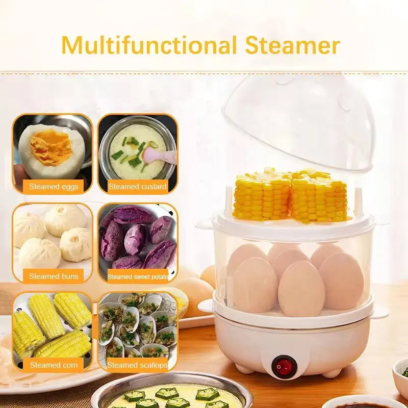 Multifunctional 220V Electric Egg Boiler Double Layers Egg Cooker Mini Steamer Poacher Kitchen Cooking Breakfast Machine