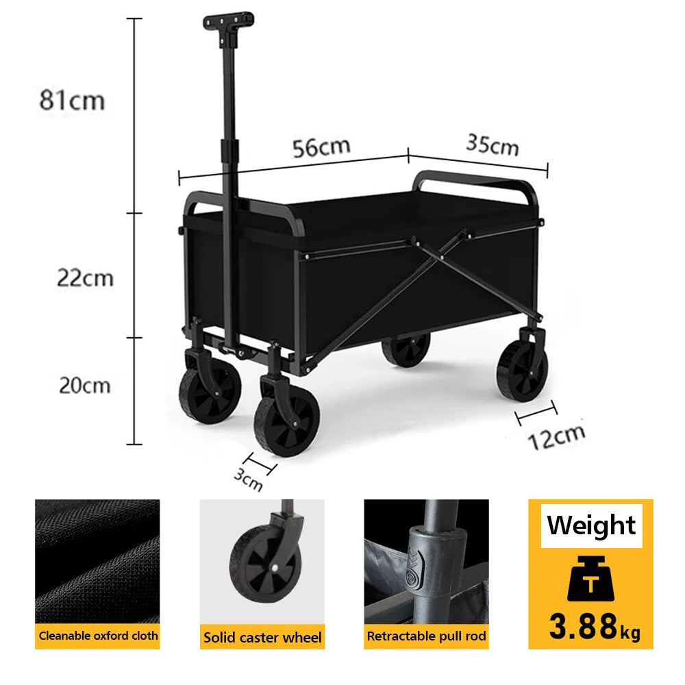 Heavy Duty Large Capacity Camping Wagon Cart Picnic Trolley Collapsible Wheeled Folding Cart Outdoor Utility Shopping Hand cart