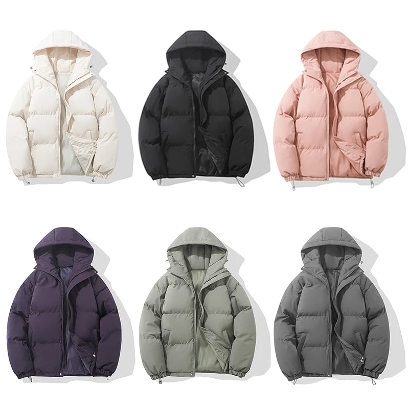 Autumn And Winter Warm Fashion  Puffer Jacket Women High Neck Hooded Zipper Design Cotton-Padded Coat